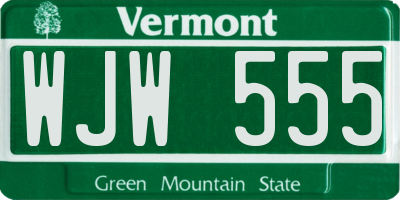 VT license plate WJW555