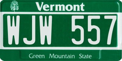 VT license plate WJW557