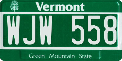VT license plate WJW558
