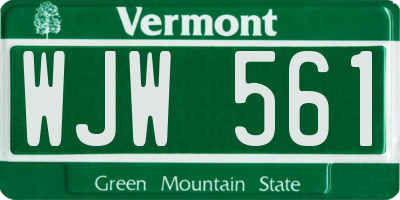 VT license plate WJW561