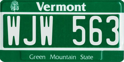 VT license plate WJW563