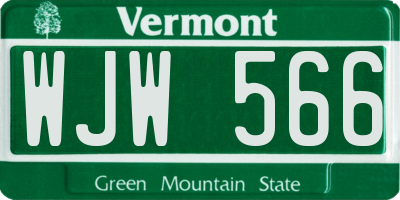 VT license plate WJW566