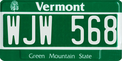 VT license plate WJW568