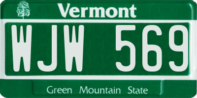 VT license plate WJW569