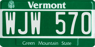 VT license plate WJW570
