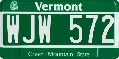 VT license plate WJW572