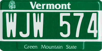 VT license plate WJW574