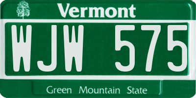 VT license plate WJW575