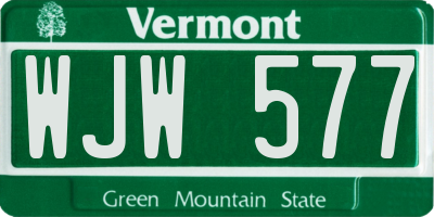 VT license plate WJW577
