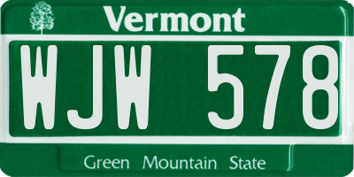 VT license plate WJW578