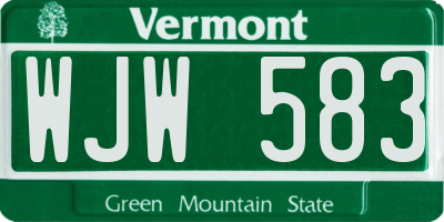 VT license plate WJW583