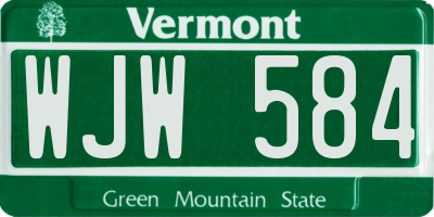 VT license plate WJW584