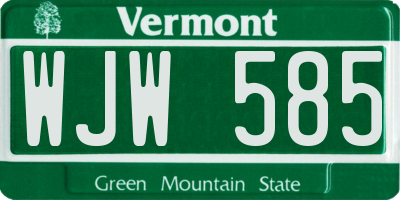 VT license plate WJW585