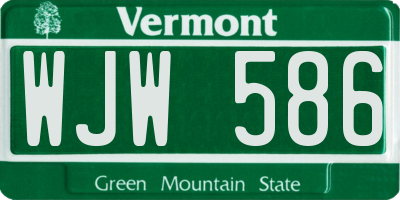 VT license plate WJW586