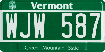 VT license plate WJW587