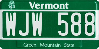 VT license plate WJW588