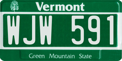 VT license plate WJW591
