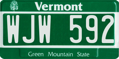 VT license plate WJW592