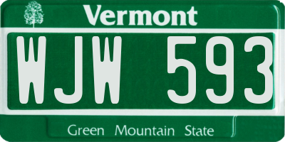 VT license plate WJW593