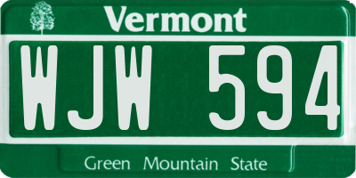 VT license plate WJW594
