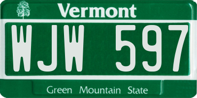 VT license plate WJW597