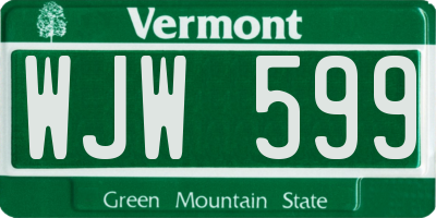 VT license plate WJW599