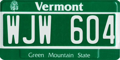 VT license plate WJW604