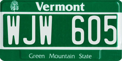 VT license plate WJW605