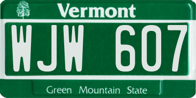 VT license plate WJW607