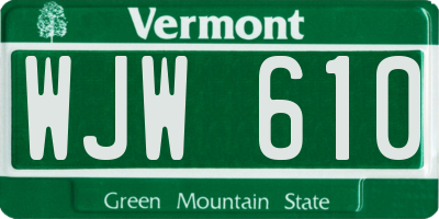 VT license plate WJW610