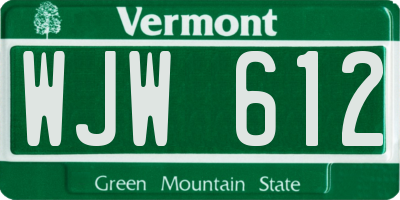VT license plate WJW612