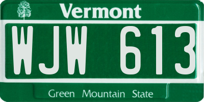 VT license plate WJW613
