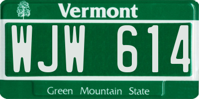 VT license plate WJW614