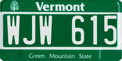 VT license plate WJW615