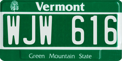 VT license plate WJW616