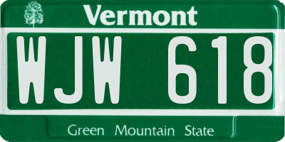 VT license plate WJW618