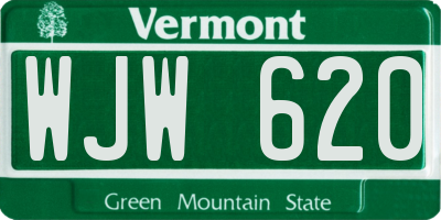 VT license plate WJW620
