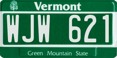 VT license plate WJW621