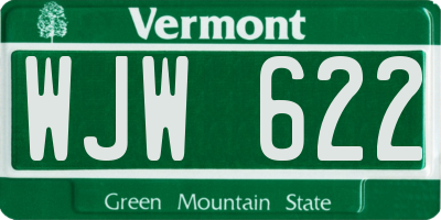 VT license plate WJW622
