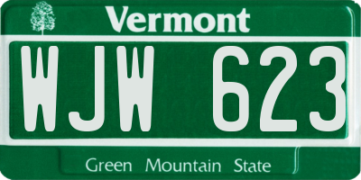VT license plate WJW623
