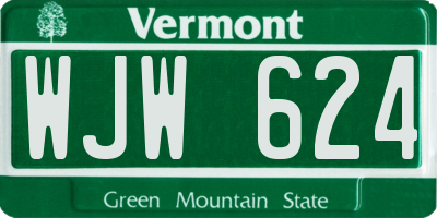 VT license plate WJW624
