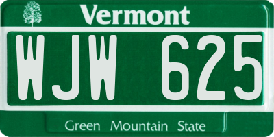 VT license plate WJW625