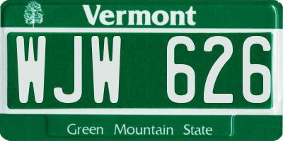 VT license plate WJW626