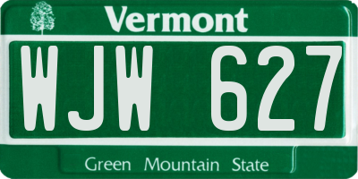 VT license plate WJW627