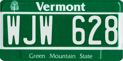 VT license plate WJW628