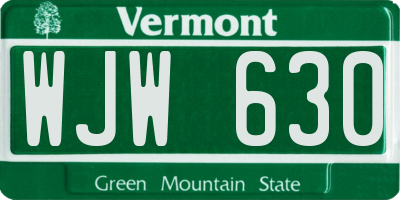 VT license plate WJW630
