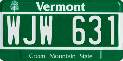 VT license plate WJW631
