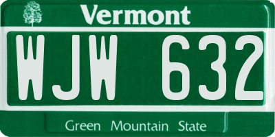 VT license plate WJW632
