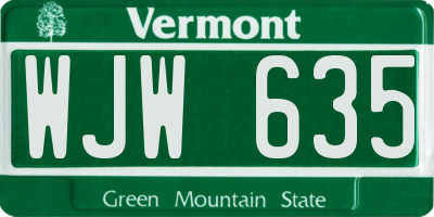VT license plate WJW635