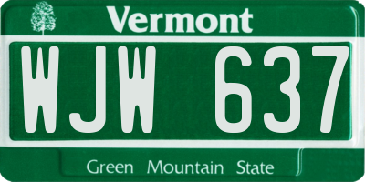 VT license plate WJW637